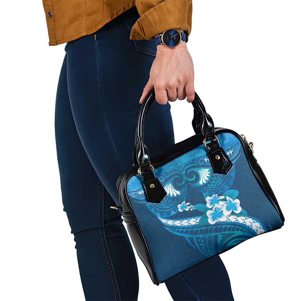 Blue Polynesia Shoulder Handbag Tribal Pattern Tropical Frangipani LT14 - Polynesian Pride
