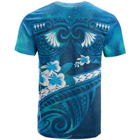 Blue Polynesia T Shirt Tribal Pattern Tropical Frangipani LT14 - Polynesian Pride
