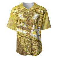 Gold Polynesia Baseball Jersey Tribal Pattern Tropical Frangipani LT14 Gold - Polynesian Pride