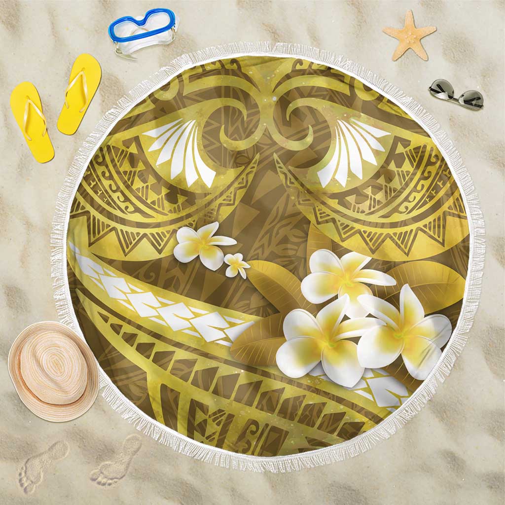 Gold Polynesia Beach Blanket Tribal Pattern Tropical Frangipani LT14 One Size 150cm Gold - Polynesian Pride
