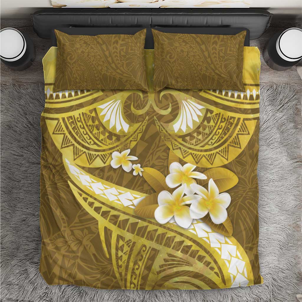 Gold Polynesia Bedding Set Tribal Pattern Tropical Frangipani LT14 Gold - Polynesian Pride
