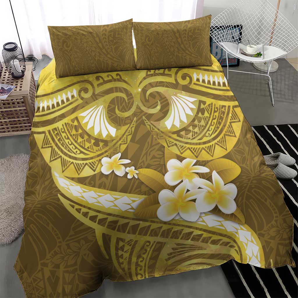 Gold Polynesia Bedding Set Tribal Pattern Tropical Frangipani LT14 - Polynesian Pride