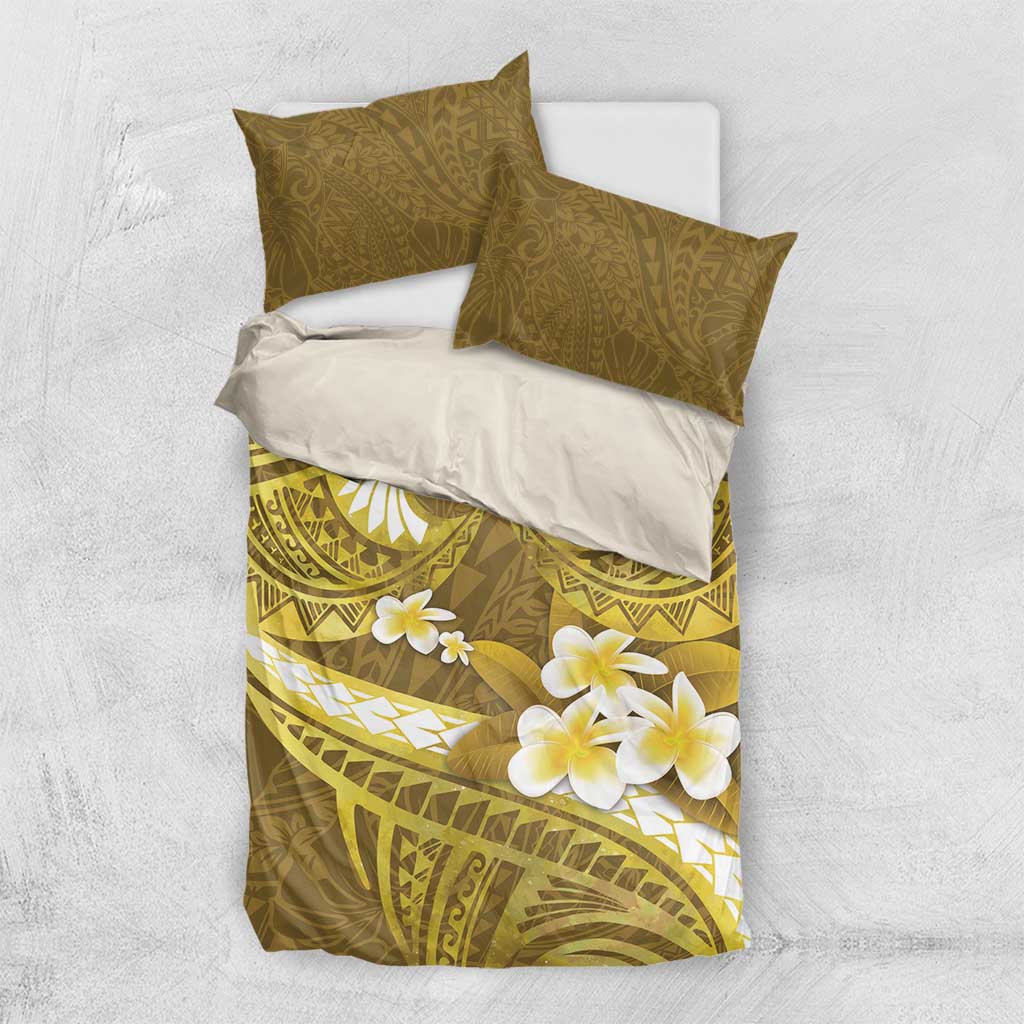 Gold Polynesia Bedding Set Tribal Pattern Tropical Frangipani LT14 US Twin 172cm x 218cm Gold - Polynesian Pride