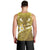 Gold Polynesia Men Tank Top Tribal Pattern Tropical Frangipani