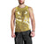 Gold Polynesia Men Tank Top Tribal Pattern Tropical Frangipani