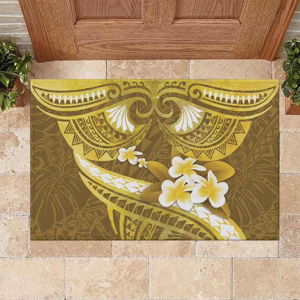 Gold Polynesia Rubber Doormat Tribal Pattern Tropical Frangipani LT14 Gold - Polynesian Pride