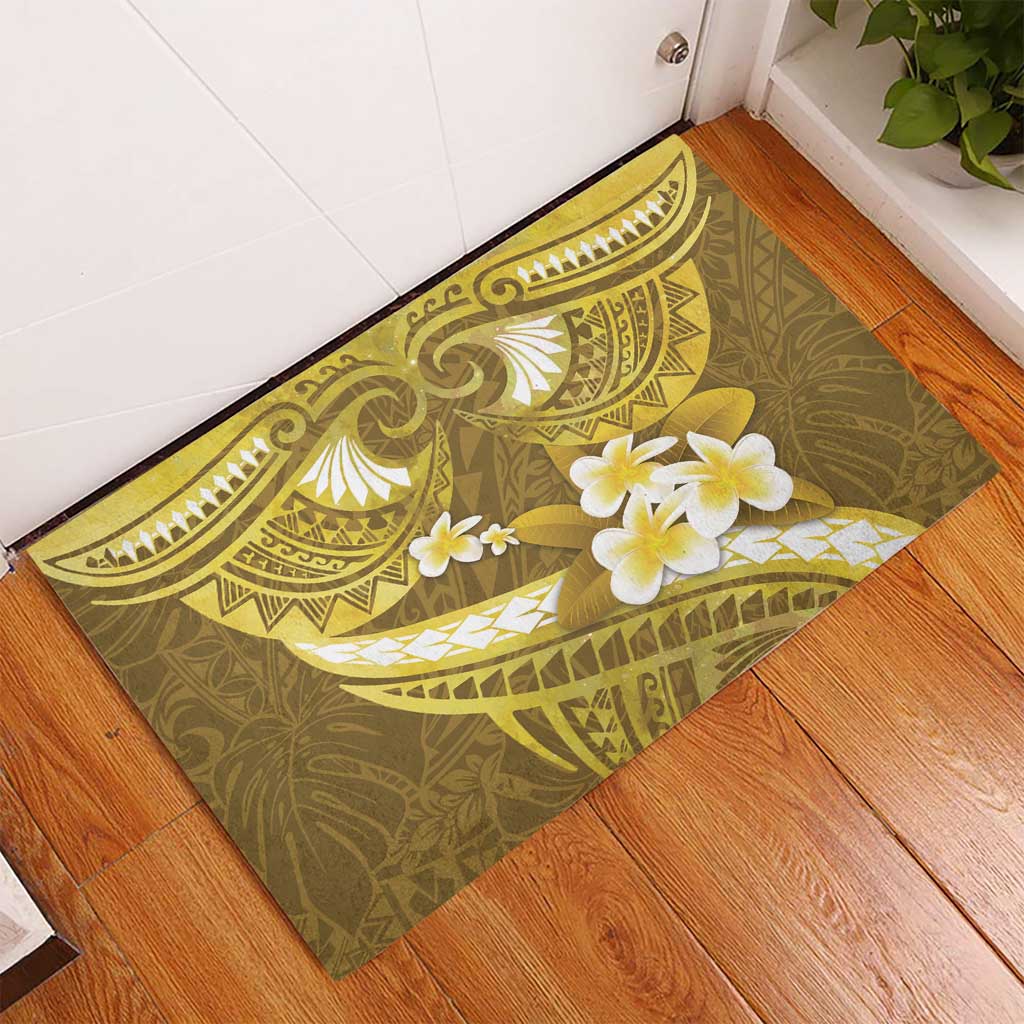 Gold Polynesia Rubber Doormat Tribal Pattern Tropical Frangipani LT14 - Polynesian Pride
