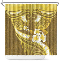 Gold Polynesia Shower Curtain Tribal Pattern Tropical Frangipani LT14 Gold - Polynesian Pride