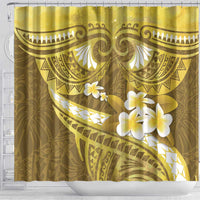 Gold Polynesia Shower Curtain Tribal Pattern Tropical Frangipani LT14 - Polynesian Pride
