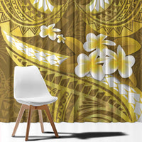 Gold Polynesia Window Curtain Tribal Pattern Tropical Frangipani