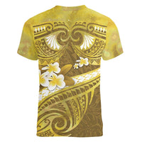 Gold Polynesia Women V-Neck T-Shirt Tribal Pattern Tropical Frangipani LT14 - Polynesian Pride