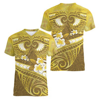 Gold Polynesia Women V-Neck T-Shirt Tribal Pattern Tropical Frangipani LT14 - Polynesian Pride