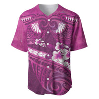 Pink Polynesia Baseball Jersey Tribal Pattern Tropical Frangipani LT14 Pink - Polynesian Pride
