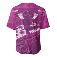 Pink Polynesia Baseball Jersey Tribal Pattern Tropical Frangipani LT14 - Polynesian Pride
