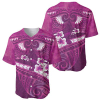 Pink Polynesia Baseball Jersey Tribal Pattern Tropical Frangipani LT14 - Polynesian Pride