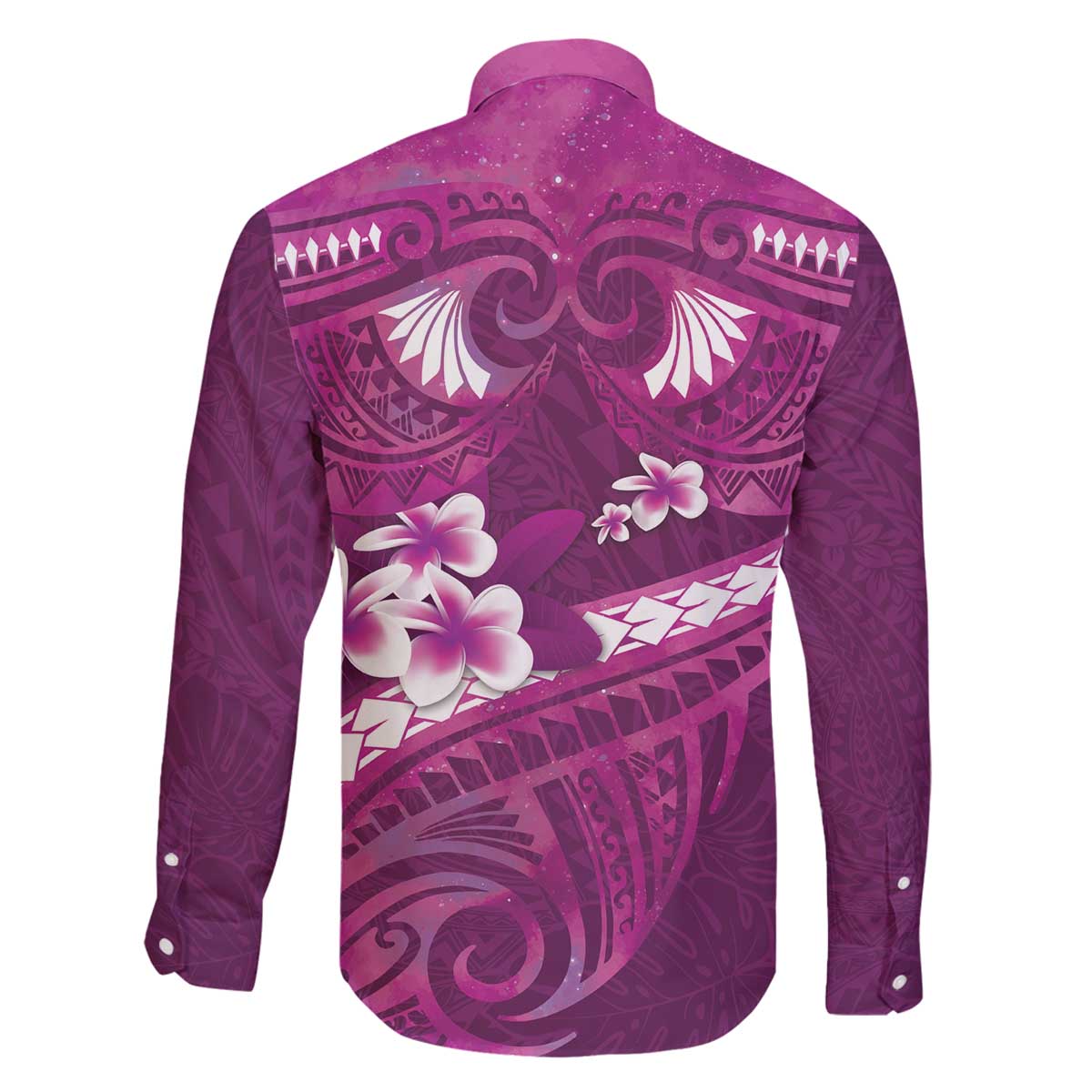 Pink Polynesia Family Matching Off The Shoulder Long Sleeve Dress and Hawaiian Shirt Tribal Pattern Tropical Frangipani