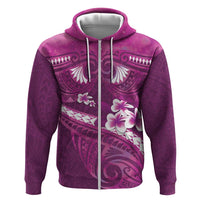 Pink Polynesia Hoodie Tribal Pattern Tropical Frangipani LT14 Zip Hoodie Pink - Polynesian Pride