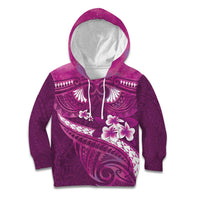 Pink Polynesia Kid Hoodie Tribal Pattern Tropical Frangipani
