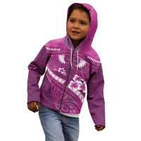 Pink Polynesia Kid Hoodie Tribal Pattern Tropical Frangipani