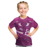 Pink Polynesia Kid T Shirt Tribal Pattern Tropical Frangipani LT14 Pink - Polynesian Pride
