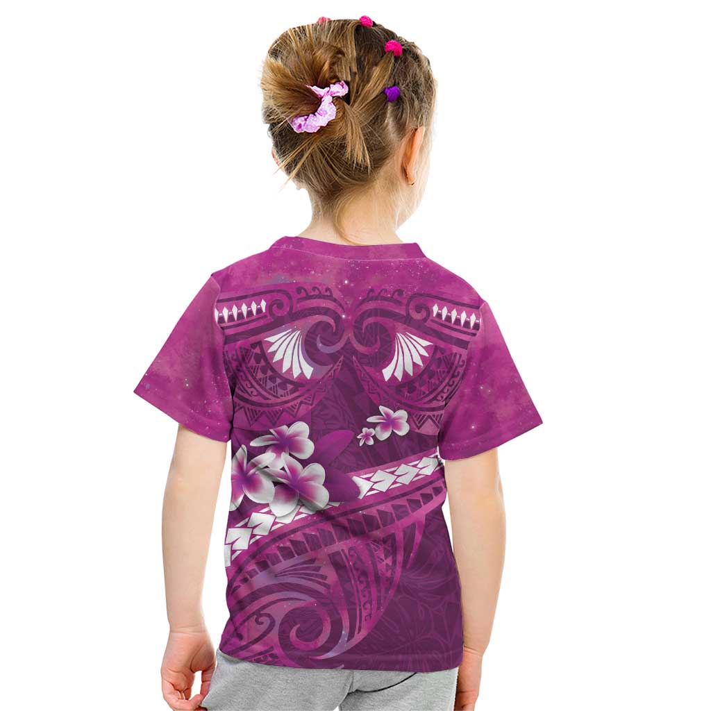 Pink Polynesia Kid T Shirt Tribal Pattern Tropical Frangipani LT14 - Polynesian Pride