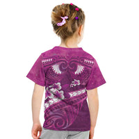 Pink Polynesia Kid T Shirt Tribal Pattern Tropical Frangipani LT14 - Polynesian Pride