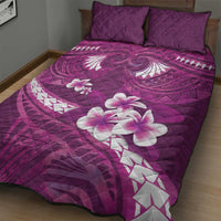 Pink Polynesia Quilt Bed Set Tribal Pattern Tropical Frangipani
