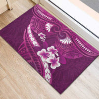Pink Polynesia Rubber Doormat Tribal Pattern Tropical Frangipani