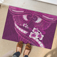 Pink Polynesia Rubber Doormat Tribal Pattern Tropical Frangipani