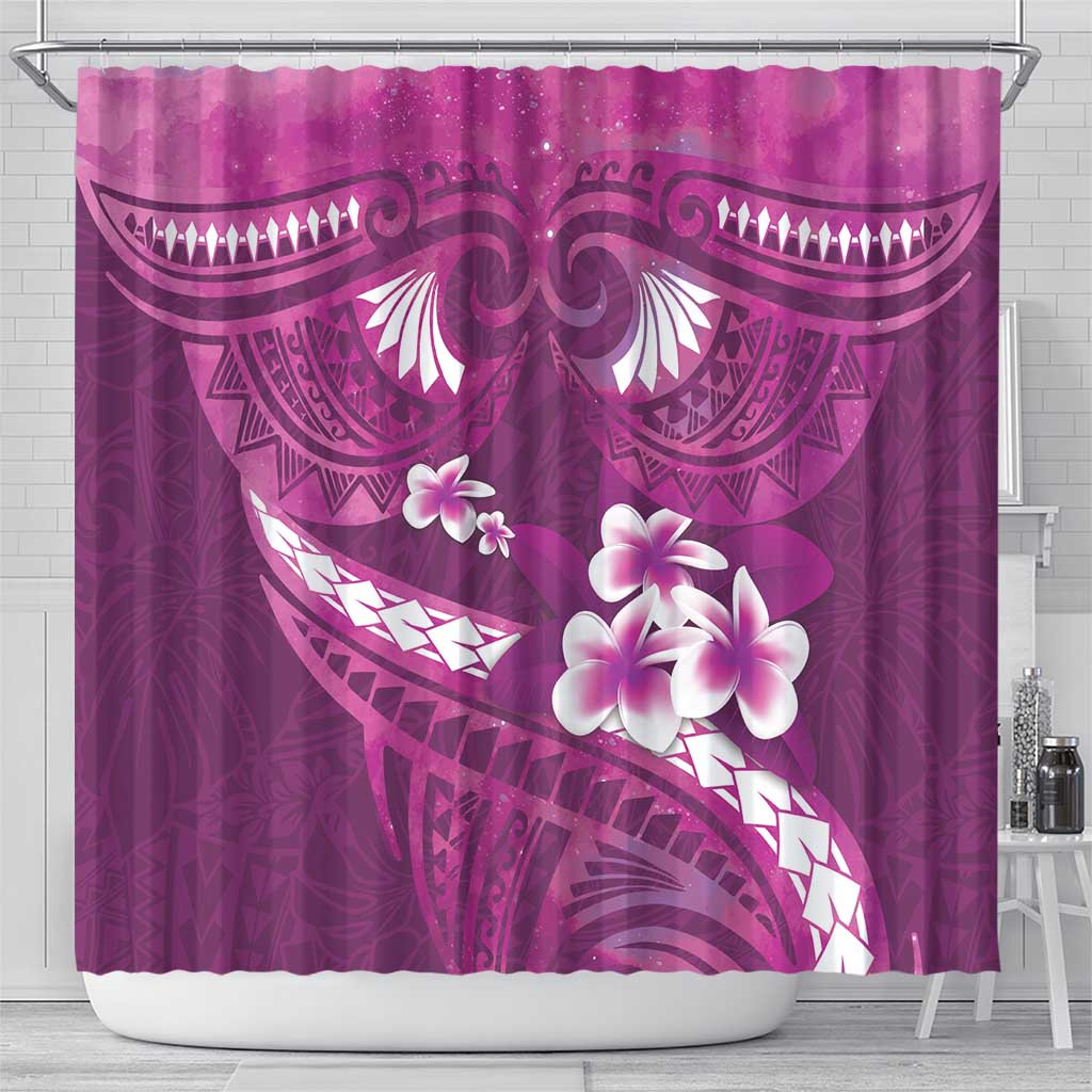 Pink Polynesia Shower Curtain Tribal Pattern Tropical Frangipani LT14 - Polynesian Pride