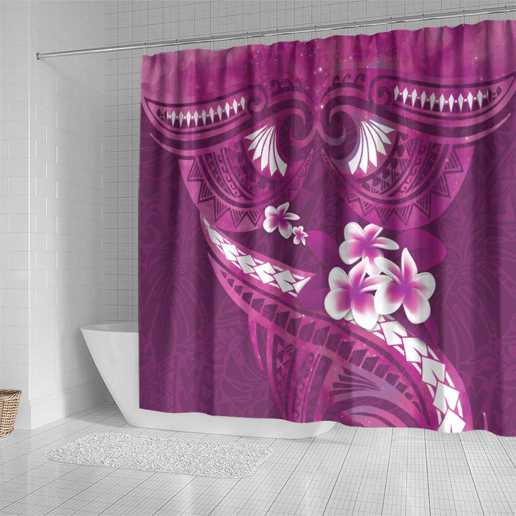 Pink Polynesia Shower Curtain Tribal Pattern Tropical Frangipani LT14 - Polynesian Pride
