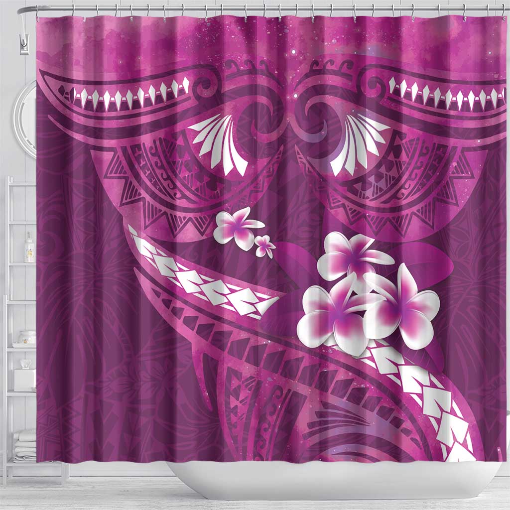 Pink Polynesia Shower Curtain Tribal Pattern Tropical Frangipani LT14 - Polynesian Pride