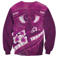 Pink Polynesia Sweatshirt Tribal Pattern Tropical Frangipani
