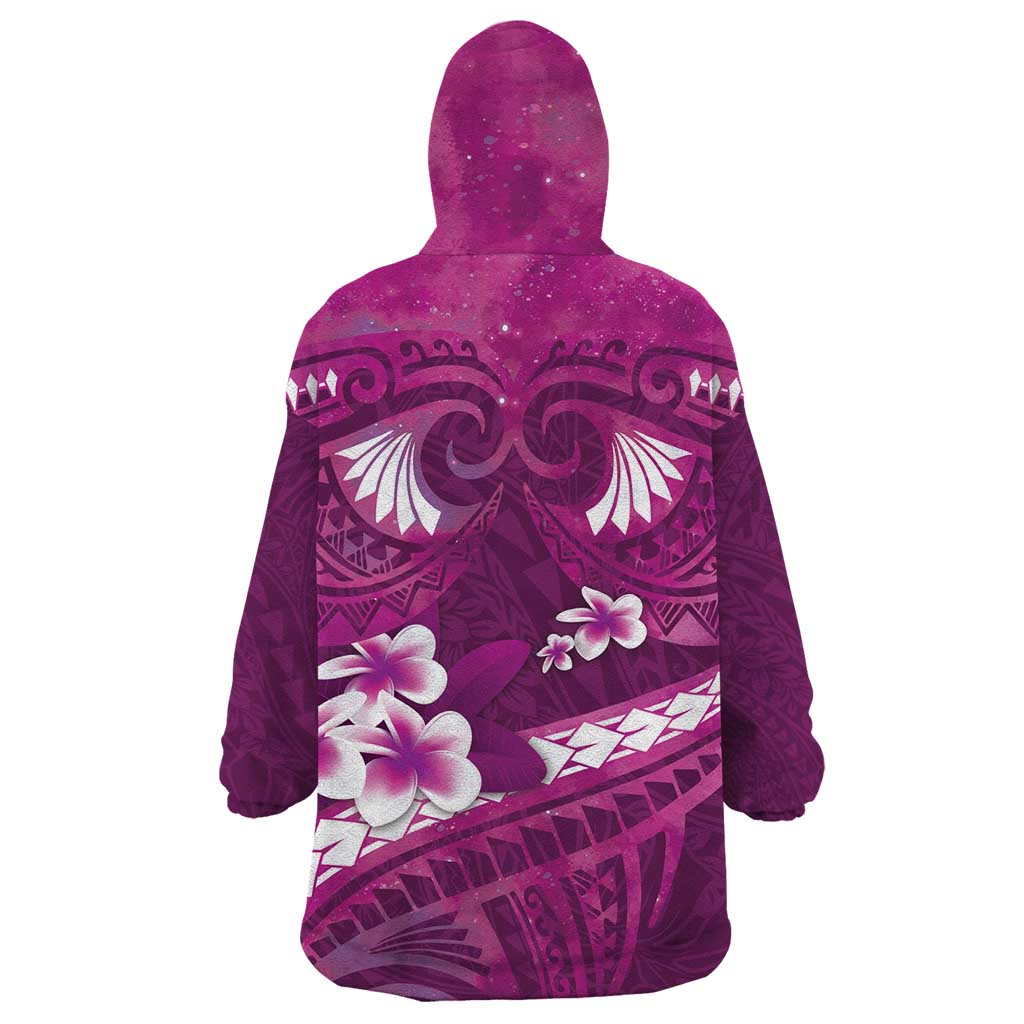 Pink Polynesia Wearable Blanket Hoodie Tribal Pattern Tropical Frangipani LT14 - Polynesian Pride
