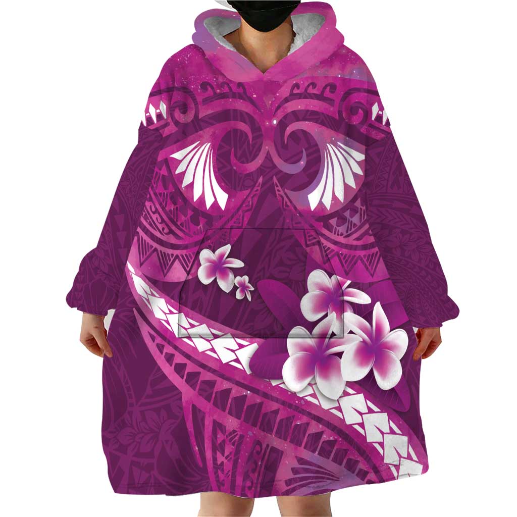 Pink Polynesia Wearable Blanket Hoodie Tribal Pattern Tropical Frangipani LT14 - Polynesian Pride
