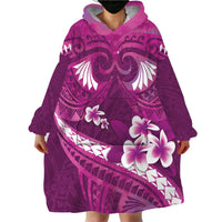 Pink Polynesia Wearable Blanket Hoodie Tribal Pattern Tropical Frangipani LT14 - Polynesian Pride