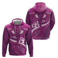 Pink Polynesia Zip Hoodie Tribal Pattern Tropical Frangipani