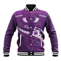 Purple Polynesia Baseball Jacket Tribal Pattern Tropical Frangipani LT14 Unisex Purple - Polynesian Pride