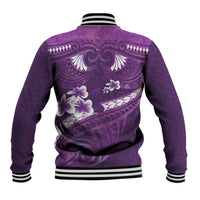 Purple Polynesia Baseball Jacket Tribal Pattern Tropical Frangipani LT14 - Polynesian Pride