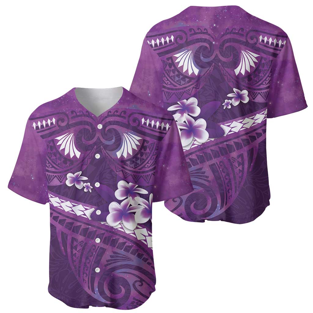 Purple Polynesia Baseball Jersey Tribal Pattern Tropical Frangipani LT14 - Polynesian Pride
