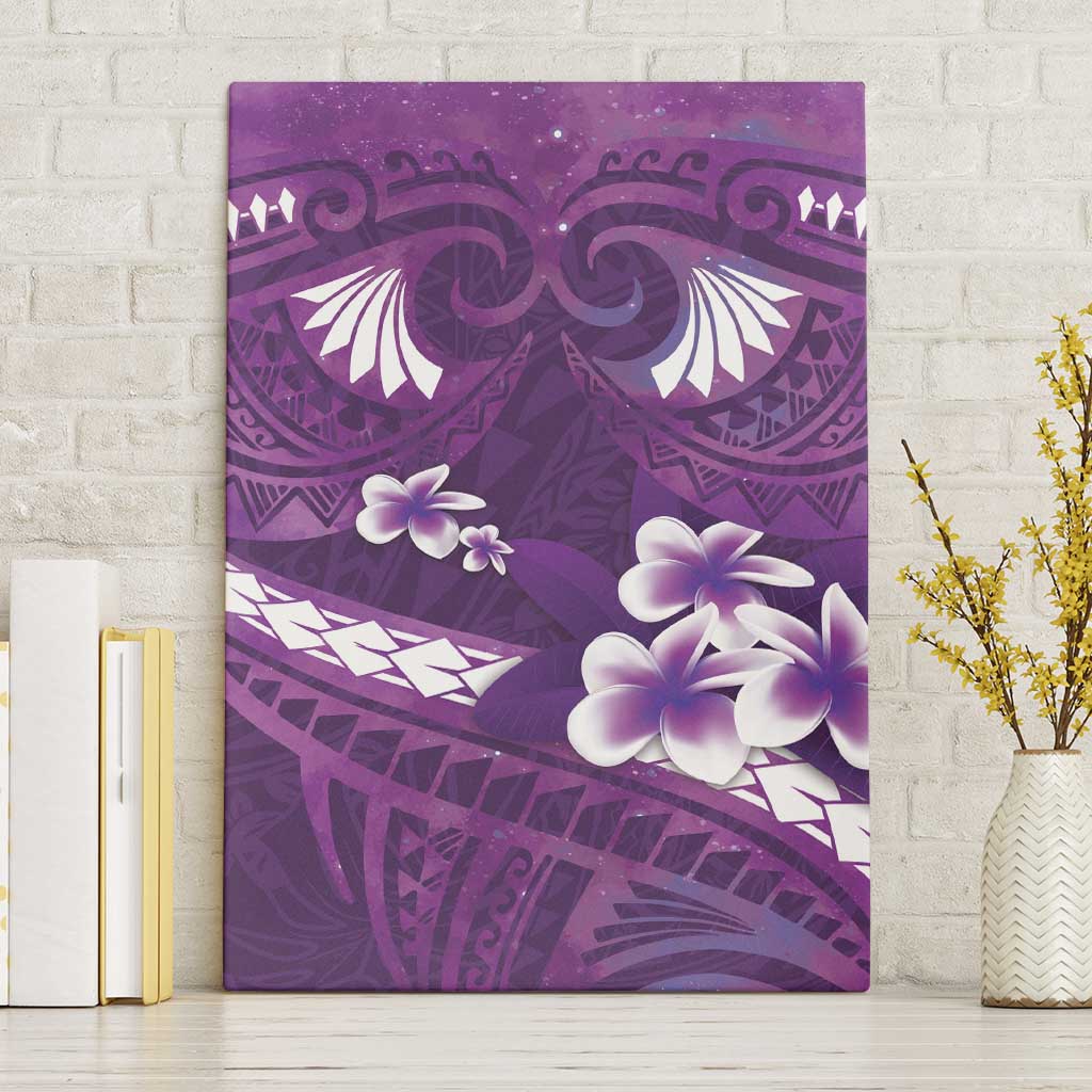 Purple Polynesia Canvas Wall Art Tribal Pattern Tropical Frangipani