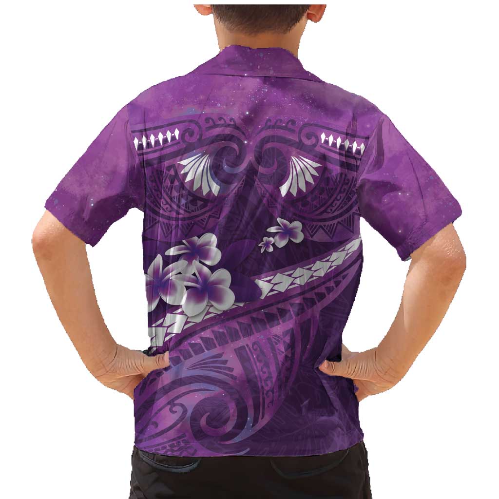 Purple Polynesia Family Matching Mermaid Dress and Hawaiian Shirt Tribal Pattern Tropical Frangipani
