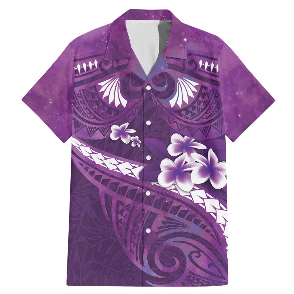 Purple Polynesia Family Matching Mermaid Dress and Hawaiian Shirt Tribal Pattern Tropical Frangipani