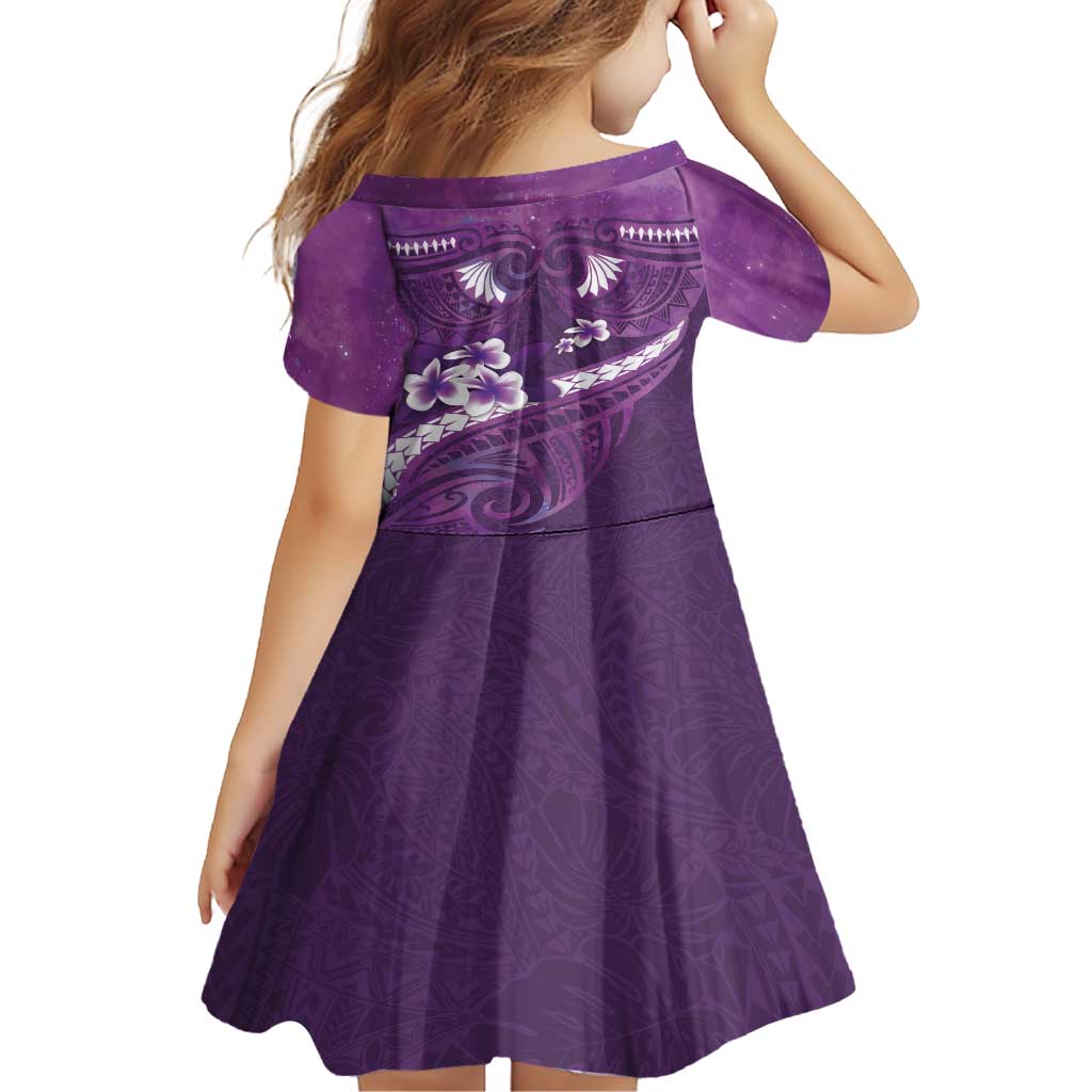 Purple Polynesia Family Matching Short Sleeve Bodycon Dress and Hawaiian Shirt Tribal Pattern Tropical Frangipani