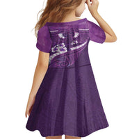 Purple Polynesia Family Matching Short Sleeve Bodycon Dress and Hawaiian Shirt Tribal Pattern Tropical Frangipani