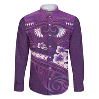 Purple Polynesia Family Matching Tank Maxi Dress and Hawaiian Shirt Tribal Pattern Tropical Frangipani