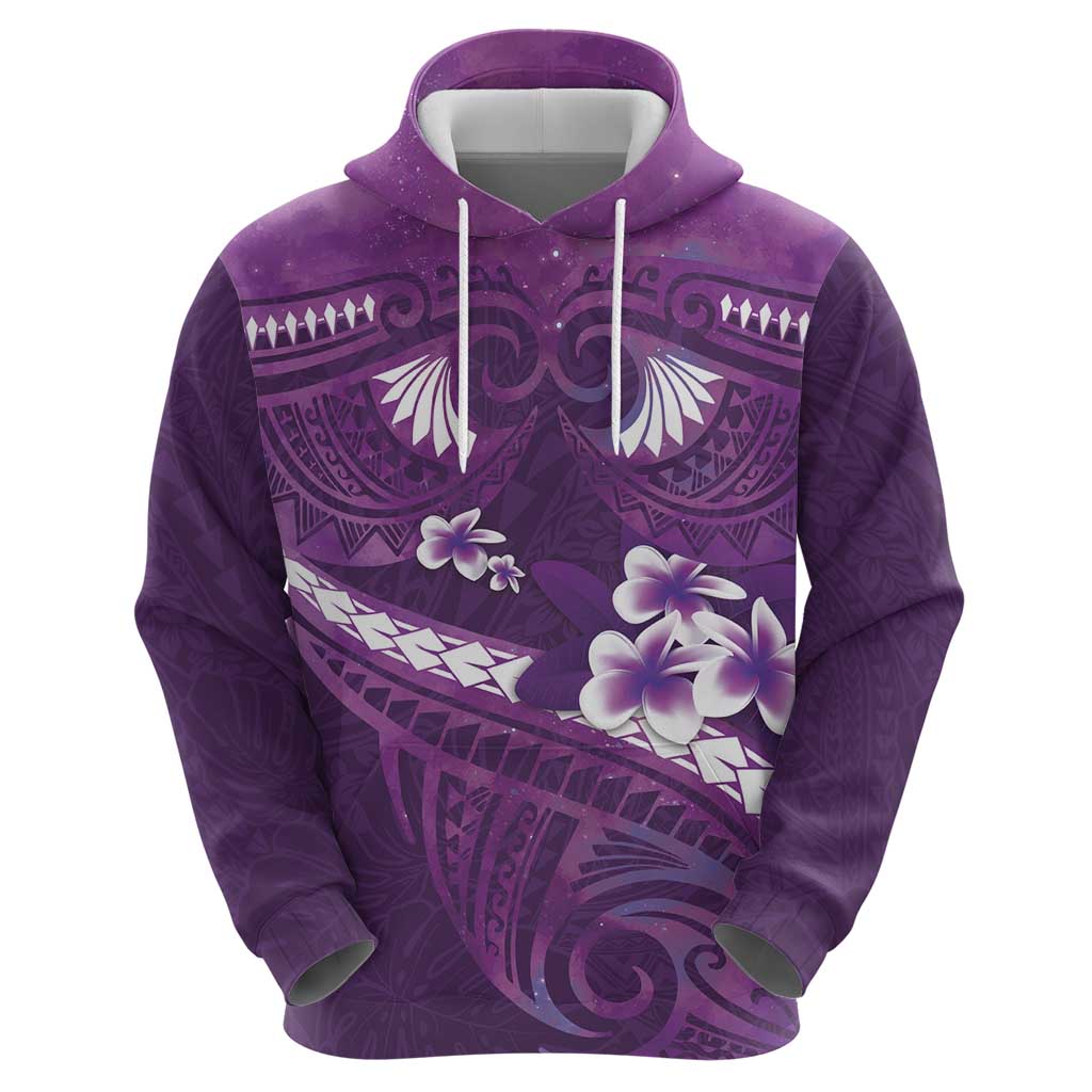 Purple Polynesia Hoodie Tribal Pattern Tropical Frangipani LT14 - Polynesian Pride