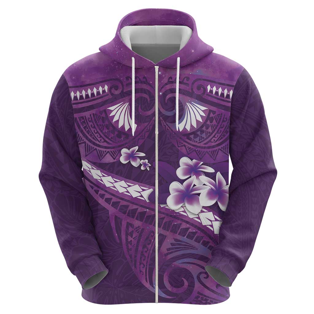 Purple Polynesia Hoodie Tribal Pattern Tropical Frangipani LT14 - Polynesian Pride