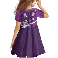 Purple Polynesia Kid Short Sleeve Dress Tribal Pattern Tropical Frangipani LT14 - Polynesian Pride