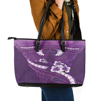 Purple Polynesia Leather Tote Bag Tribal Pattern Tropical Frangipani LT14 - Polynesian Pride